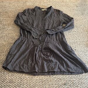 Rebecca Taylor Charcoal Eyelet Pintuck Blouse